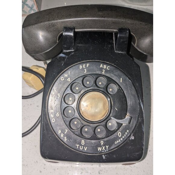Vintage Black Rotary Dial Telephone C/D 500 3/55 with Cord - Picture 9 of 15